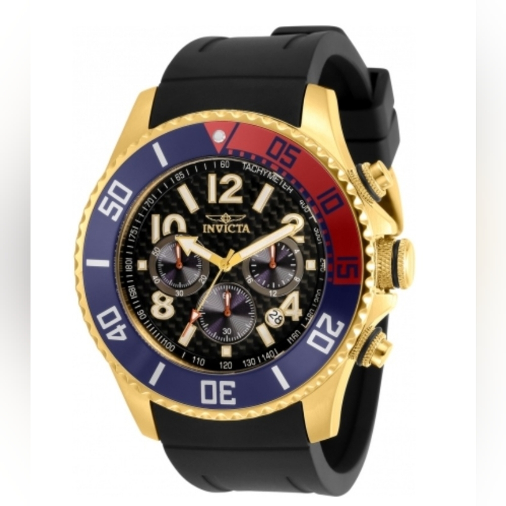 NWT Invicta Pro Diver Men's Watch (29713) 48mm Steel Gold Tone Case, Black Band